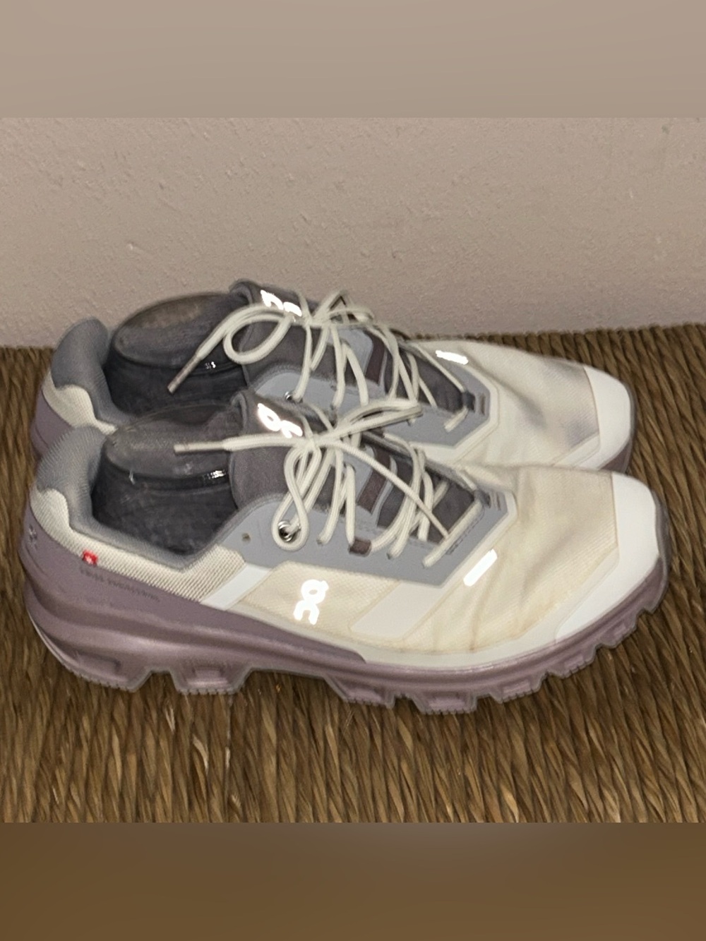 On Running Trail Shoes in White and Light Purple